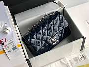 Chanel Mini Classic Flap Bag Dark Blue Patent/Silver Metal A69900 20cm - 2