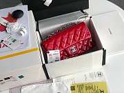 Chanel Mini Classic Flap Red Patent/Silver Metal A69900 20cm - 1