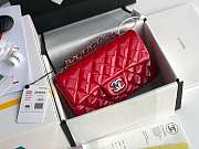 Chanel Mini Classic Flap Red Patent/Silver Metal A69900 20cm - 6