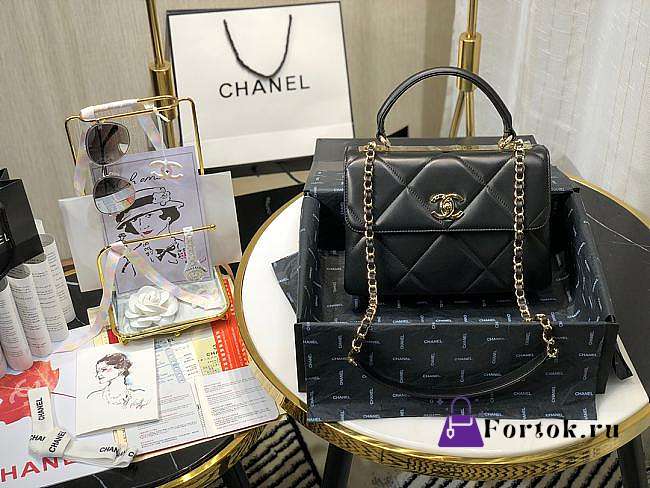 Chanel Small Flap Bag With Top Handle Black A92236 25cm - 1