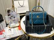 Chanel Small Flap Bag With Top Handle Dark Blue A92236 25cm - 1