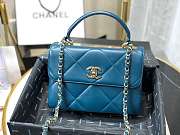 Chanel Small Flap Bag With Top Handle Dark Blue A92236 25cm - 6