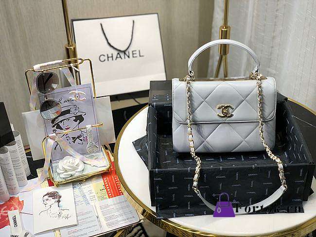 Chanel Small Flap Bag With Top Handle Grey A92236 25cm - 1