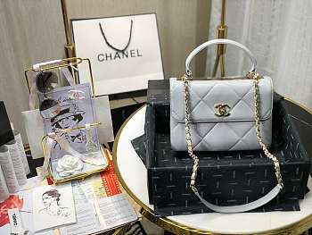 Chanel Small Flap Bag With Top Handle Grey A92236 25cm
