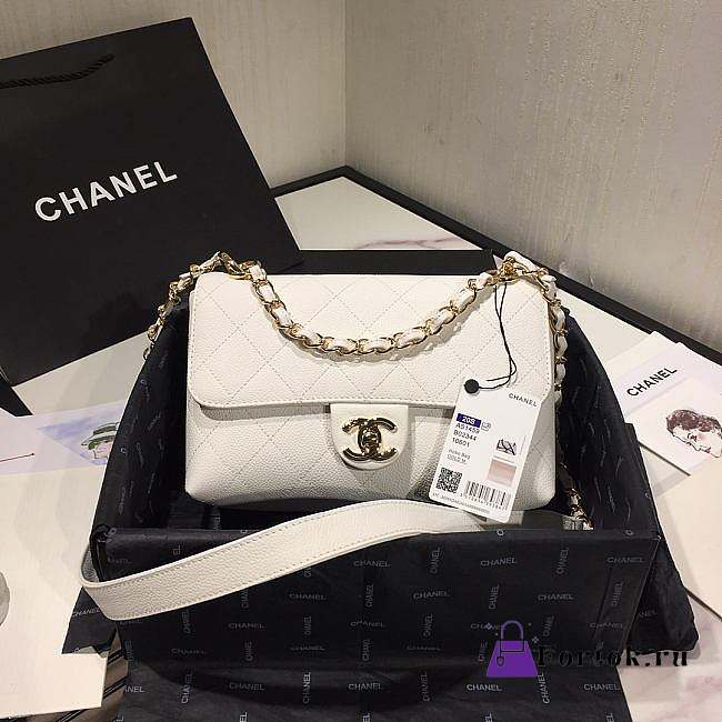 Chanel Small Grained Calfskin Flap Bag White AS1459 16x23x9cm - 1