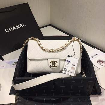 Chanel Small Grained Calfskin Flap Bag White AS1459 16x23x9cm