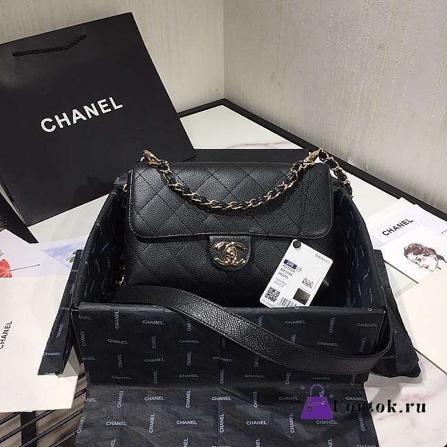 Chanel Small Grained Calfskin Flap Bag Black AS1459 16x23x9cm - 1