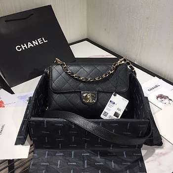 Chanel Small Grained Calfskin Flap Bag Black AS1459 16x23x9cm