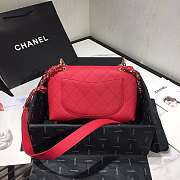 Chanel Small Grained Calfskin Flap Bag Red AS1459 16x23x9cm - 5