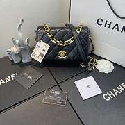 Chanel Shiny Quilted Lambskin Flap Bag Black AS1895 20x13x7cm - 1