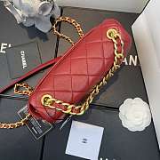 Chanel Shiny Quilted Lambskin Flap Bag Red AS1895 20x13x7cm - 5