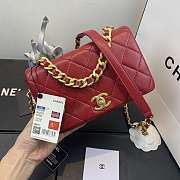 Chanel Shiny Quilted Lambskin Flap Bag Red AS1895 20x13x7cm - 4