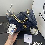 Chanel Shiny Quilted Lambskin Flap Bag Blue AS1895 20x13x7cm - 4