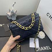 Chanel Shiny Quilted Lambskin Flap Bag Blue AS1895 20x13x7cm - 3