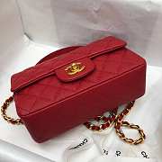 Chanel Mini Flap Bag With Top Handle Grained Calfskin Red AS2431 20x14x7cm - 6