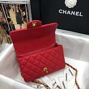 Chanel Mini Flap Bag With Top Handle Grained Calfskin Red AS2431 20x14x7cm - 3