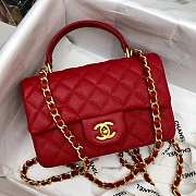 Chanel Mini Flap Bag With Top Handle Grained Calfskin Red AS2431 20x14x7cm - 2