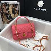 Chanel Mini Flap Bag With Top Handle Grained Calfskin Pink AS2431 20x14x7cm - 1