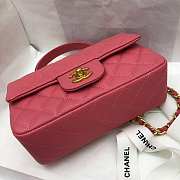 Chanel Mini Flap Bag With Top Handle Grained Calfskin Pink AS2431 20x14x7cm - 6