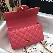 Chanel Mini Flap Bag With Top Handle Grained Calfskin Pink AS2431 20x14x7cm - 3