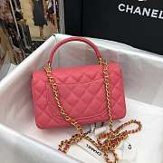 Chanel Mini Flap Bag With Top Handle Grained Calfskin Pink AS2431 20x14x7cm - 4