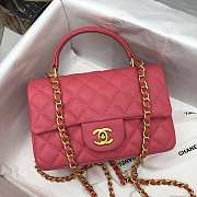 Chanel Mini Flap Bag With Top Handle Grained Calfskin Pink AS2431 20x14x7cm - 2