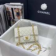 Chanel Mini Flap Bag With Top Handle Grained Calfskin White AS2431 20x14x7cm - 1