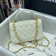 Chanel Mini Flap Bag With Top Handle Grained Calfskin White AS2431 20x14x7cm - 3