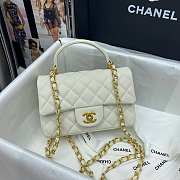 Chanel Mini Flap Bag With Top Handle Grained Calfskin White AS2431 20x14x7cm - 2