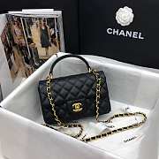 Chanel Mini Flap Bag With Top Handle Grained Calfskin Black AS2431 20x14x7cm - 1