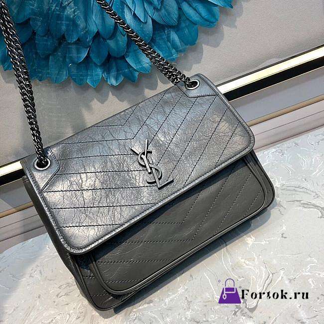 YSL Large Niki Calfskin Leather Gray 4988830 32x23x9cm - 1