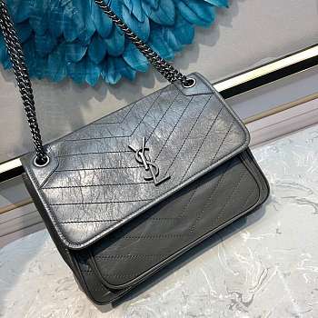 YSL Large Niki Calfskin Leather Gray 4988830 32x23x9cm