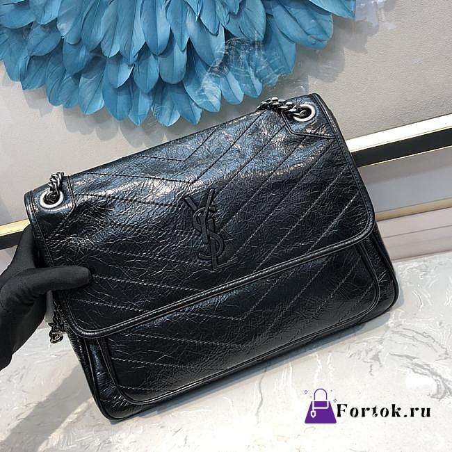 YSL Large Niki Calfskin Leather Black 4988830 32x23x9cm - 1