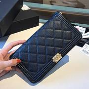 Chanel Boy Long Zipped Wallet Gold Metal Grained Leather Black A80815 19cm - 6