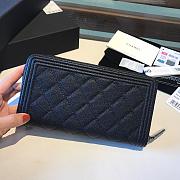 Chanel Boy Long Zipped Wallet Black Metal Grained Leather Black A80815 19cm - 3
