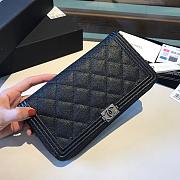 Chanel Boy Long Zipped Wallet Black Metal Grained Leather Black A80815 19cm - 5