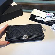 Chanel Boy Long Zipped Wallet Black Metal Grained Leather Black A80815 19cm - 4