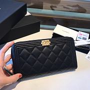 Chanel Boy Long Zipped Wallet Gold Metal Black A80815 19cm - 3