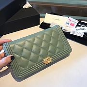 Chanel Boy Long Zipped Wallet Grained Leather Seafoam A80815 19cm - 1
