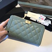 Chanel Boy Long Zipped Wallet Grained Leather Seafoam A80815 19cm - 2
