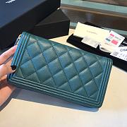 Chanel Boy Long Zipped Wallet Grained Leather Teal A80815 19cm - 6