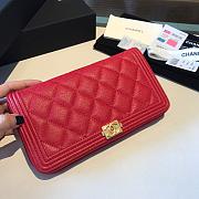 Chanel Boy Long Zipped Wallet Grained Leather Red A80815 19cm - 4