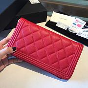 Chanel Boy Long Zipped Wallet Grained Leather Red A80815 19cm - 3