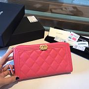 Chanel Boy Long Zipped Wallet Grained Leather Pink A80815 19cm - 1