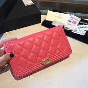 Chanel Boy Long Zipped Wallet Grained Leather Pink A80815 19cm - 3