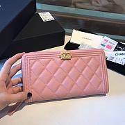 Chanel Boy Long Zipped Wallet Grained Leather Powder Pink A80815 19cm - 1