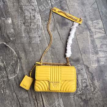 Prada Medium Leather Diagramme Bag Yellow 1BD108 24x14x6cm