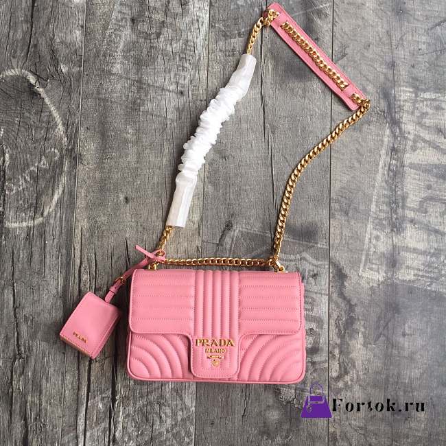 Prada Medium Leather Diagramme Bag Pink 1BD108 24x14x6cm - 1