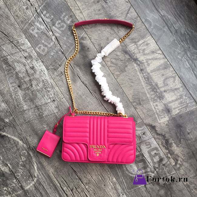 Prada Medium Leather Diagramme Bag Dark Pink 1BD108 24x14x6cm - 1