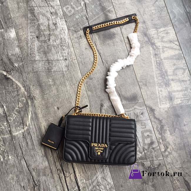 Prada Medium Leather Diagramme Bag Black 1BD108 24x14x6cm - 1